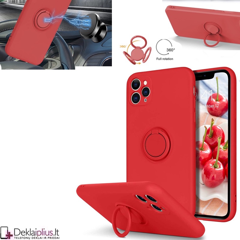 Vennus švelnaus silikono dėklas su žiedu - raudonas (telefonui Apple Iphone 13 Pro) Vennus švelnaus silikono dėklas su žiedu - raudonas (telefonui Apple Iphone 13 Pro)